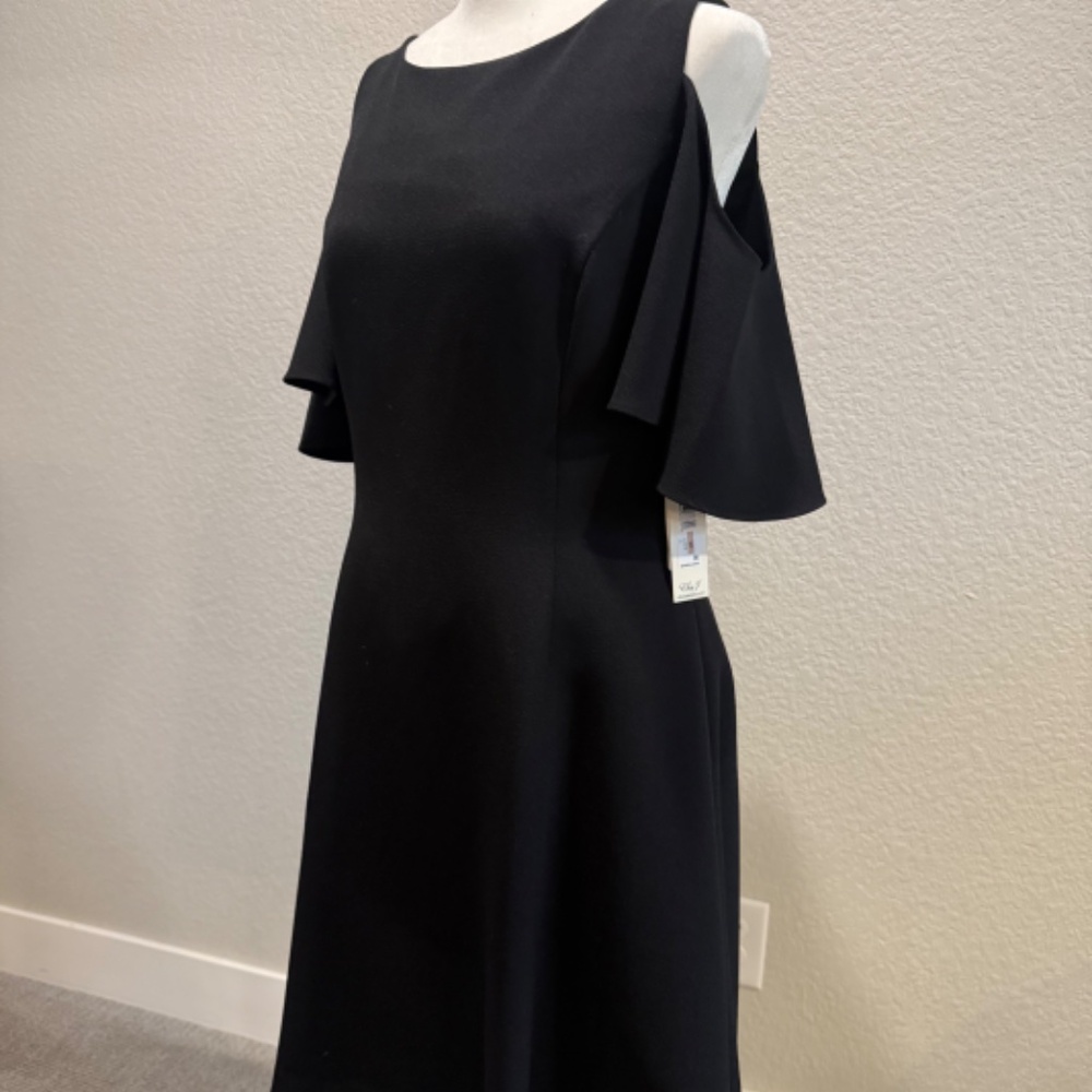 NWT Eliza J black cold shoulder dress, size 12.
